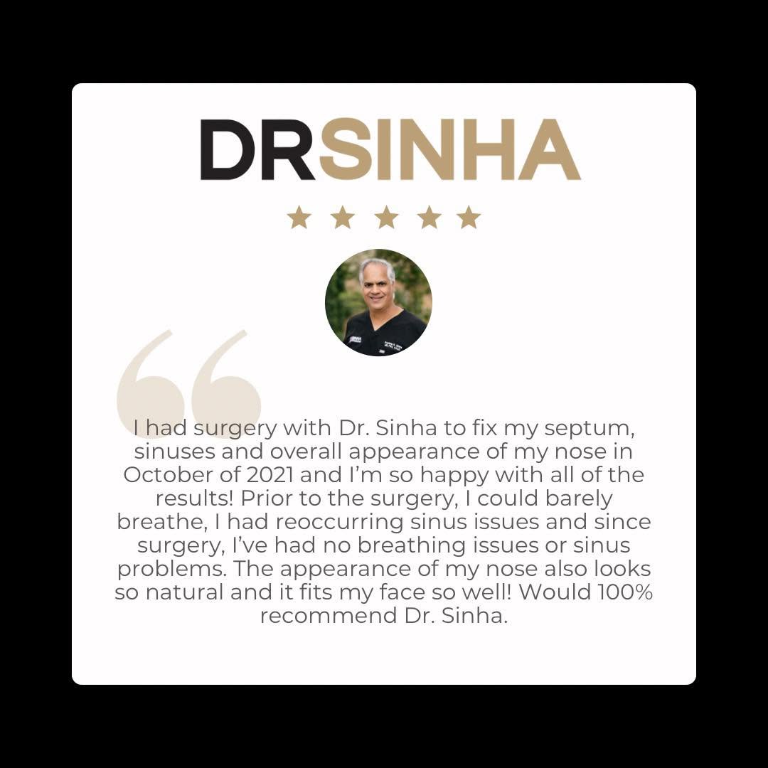 Instagram post by Dr. Pradeep K. Sinha: Being a board-certified surgeon in both facial plastic surgery and otolaryngology or ENT surgery gives Dr. Sinha a surgical perspective that…