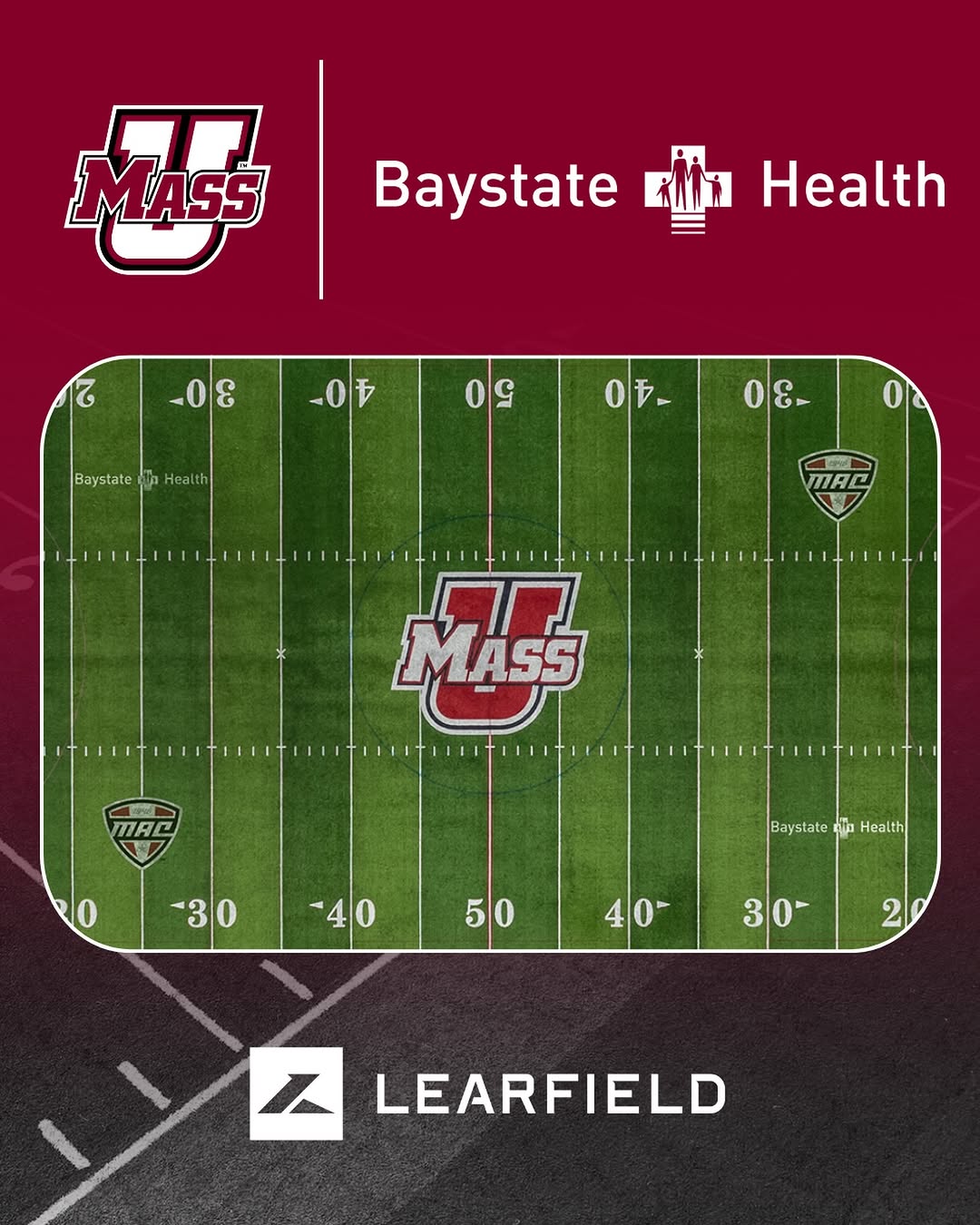 Instagram post by Dr. Pranay Parikh: Massachusetts Athletics 🤝 Baystate Health We’re proud to expand our partnership with Baystate Health, bringing new on-field branding to McG…