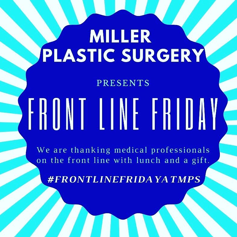 Instagram post by Dr. Quintessa Miller: Today we are implementing FRONT LINE FRIDAY! We are giving lunch and a comfort pack to medical professionals on the front line of the COVID-…