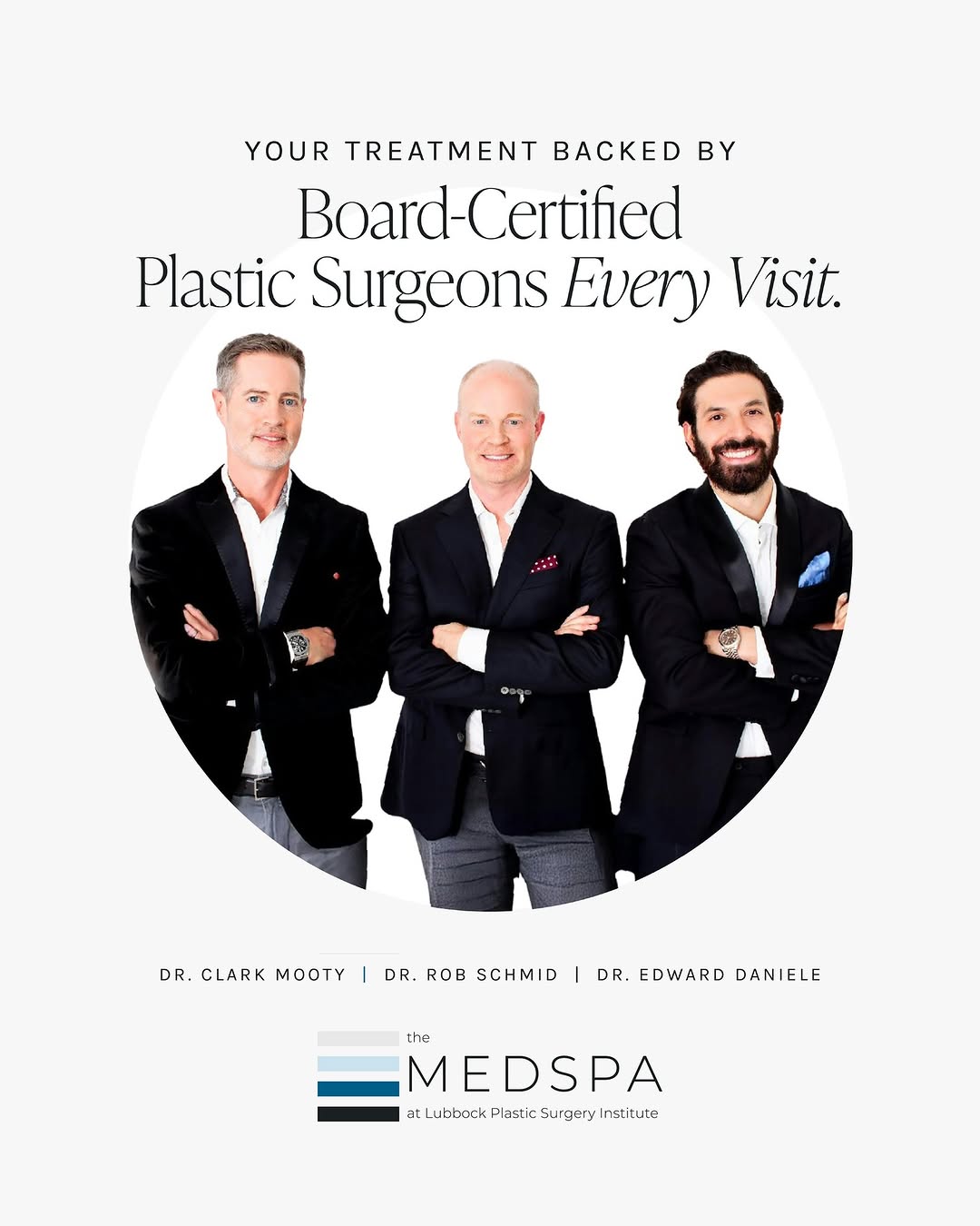 Instagram post by Dr. R. Clark Mooty: Your beauty and safety come first. That’s why our board-certified plastic surgeons serve as on-site medical directors, overseeing every trea…