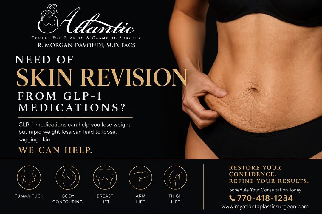 Instagram post by Dr. R. Morgan Davoudi: ✨ Lost the weight but left with loose, sagging skin? GLP-1 medications can deliver amazing weight-loss results, but excess skin may keep you…