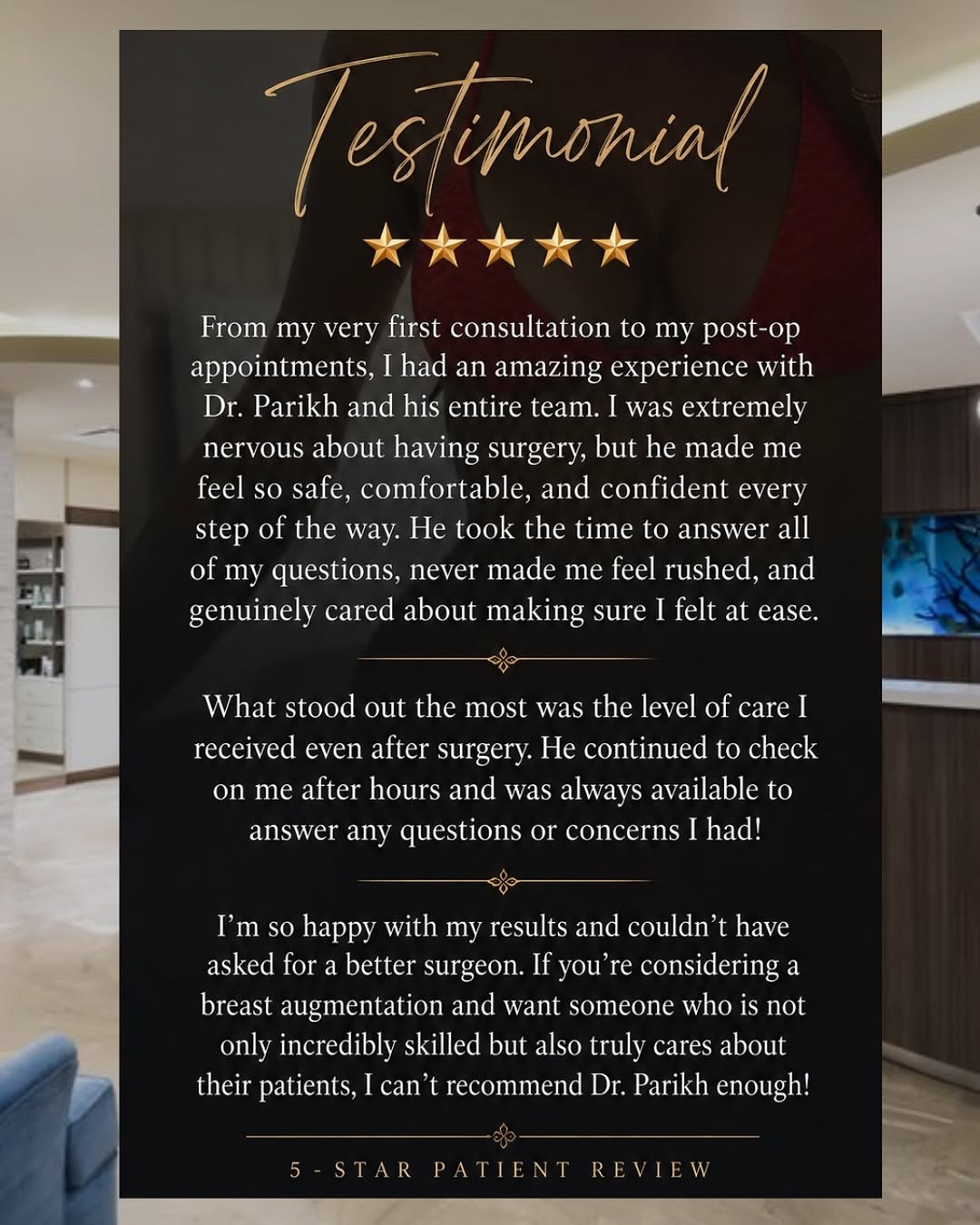 Instagram post by Dr. R. Scott Yarish: A beautiful result starts with feeling confident, comfortable, and cared for every step of the way. ✨ We’re so grateful for this 5-star pati…