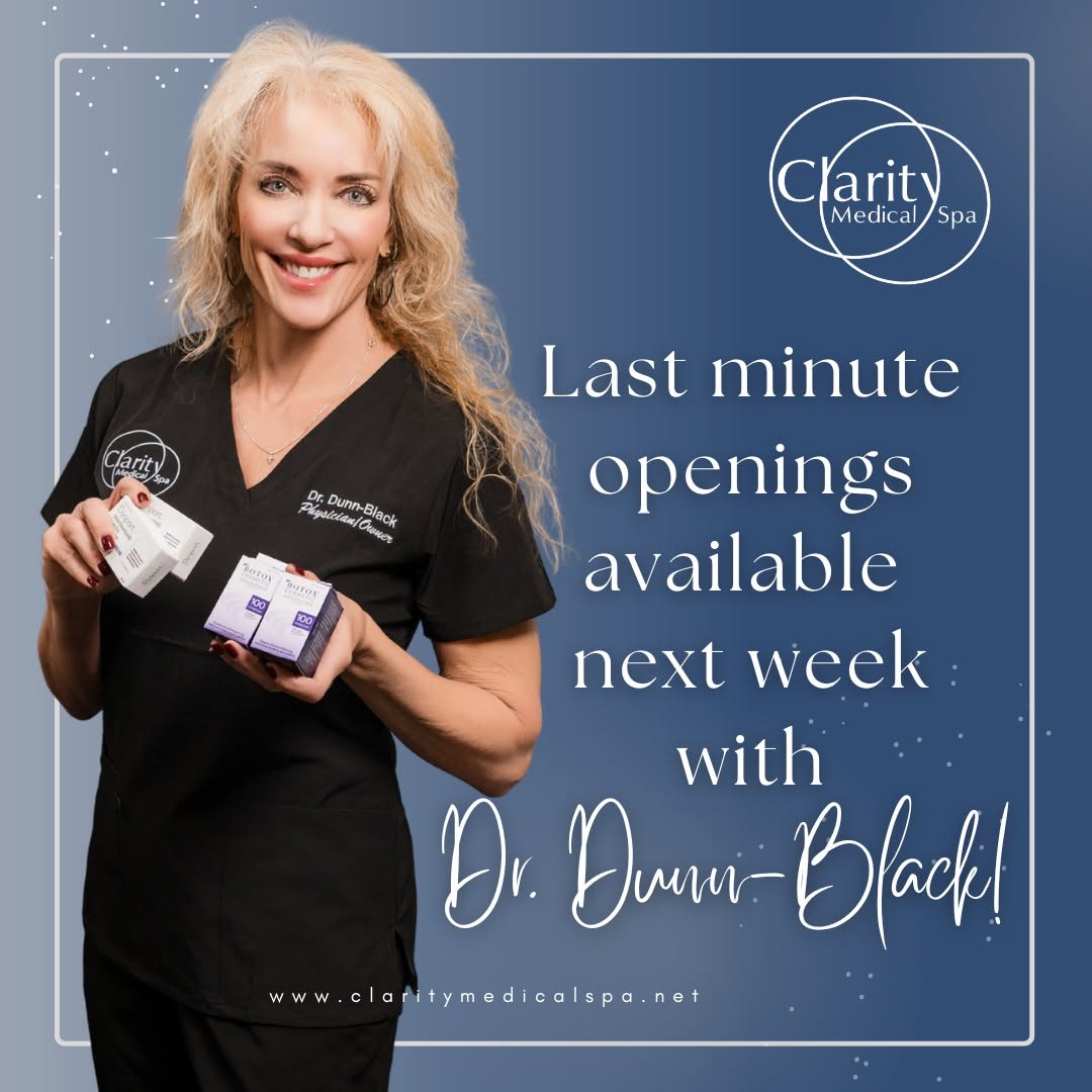 Instagram post by Dr. Rachel Dunn-Black: Dr. Dunn-Black unexpectedly has appointments available after her plans changed so we’re opening the schedule to clients! ✨ Whether you’ve be…