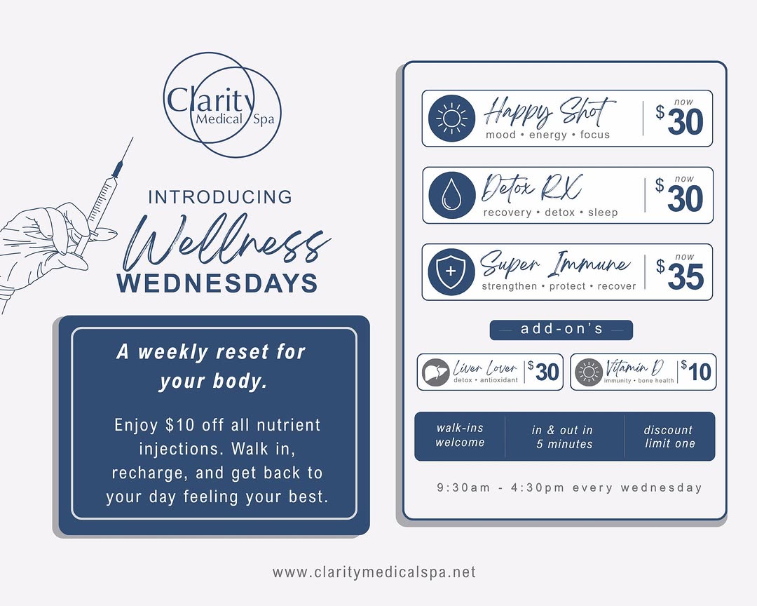 Instagram post by Dr. Rachel Dunn-Black: 👋 Out with Happy Hour Thursdays... and in with Wellness Wednesdays! We're excited to introduce our refreshed weekly wellness special. Every…