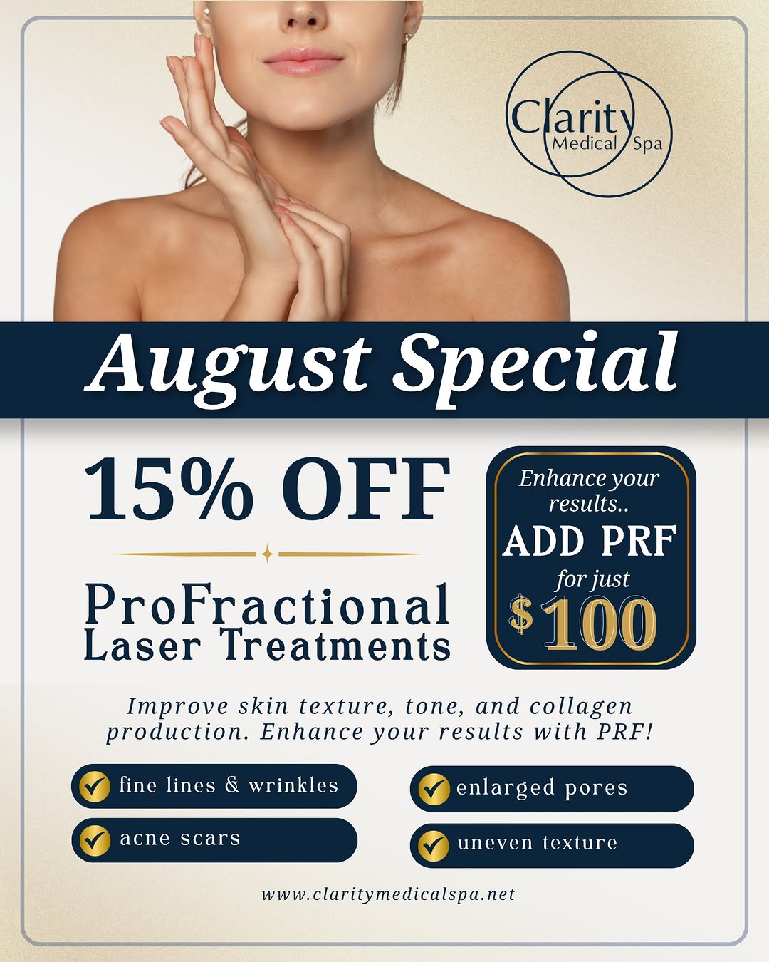 Instagram post by Dr. Rachel Dunn-Black: ✨ August Special ✨ If you're looking to improve your skin's overall texture and appearance, ProFractional Laser is one of our favorite treat…