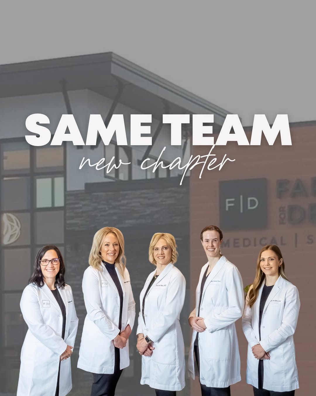 Instagram post by Dr. Rachel Ness: SAME TEAM. EXCITING NEW CHAPTER. 💙 If you’ve been a patient of Fargo Center for Dermatology, you’ll recognize the people who have been cari…