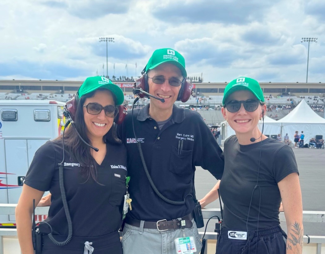 Instagram post by Dr. Rachel Scott: Our Emergency Department team traded the hospital for the racetrack during a recent weekend at Lucas Oil Indianapolis Raceway Park. 🏁 Thank…