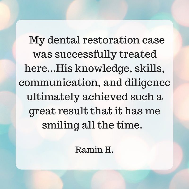 Instagram post by Dr. Ramin Mahallati: Thank you Ramin for telling us about your experience! Hearing our patients feedback allows us to grow and improve. See our Yelp page and let…