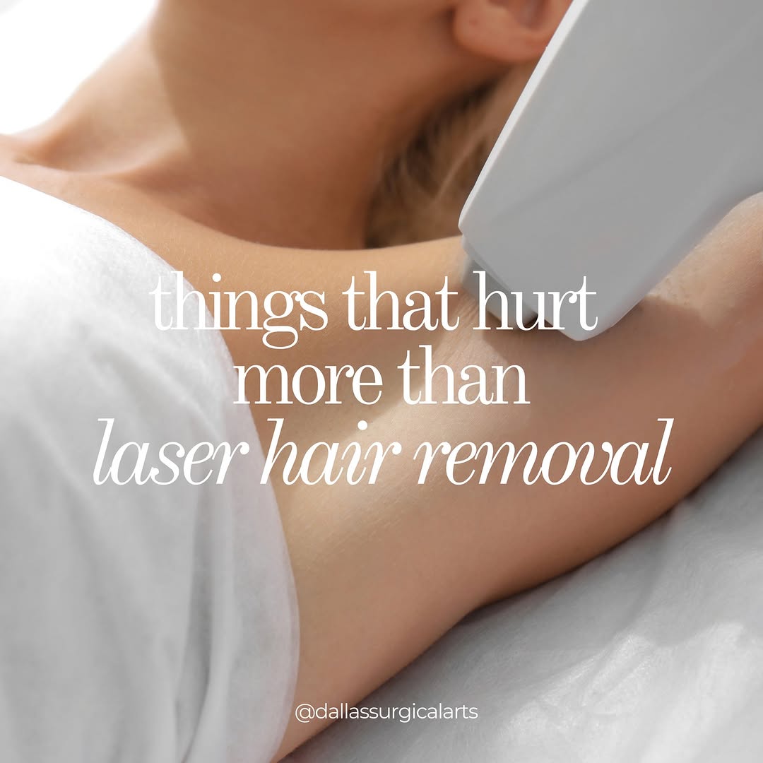 Instagram post by Dr. Randy Sanovich: Things more painful than laser hair removal: your most embarrassing moments, on repeat, every night before bed. 💀⁠ ⁠ ⁠ ⁠ ⁠ ⁠ #dallassurical…