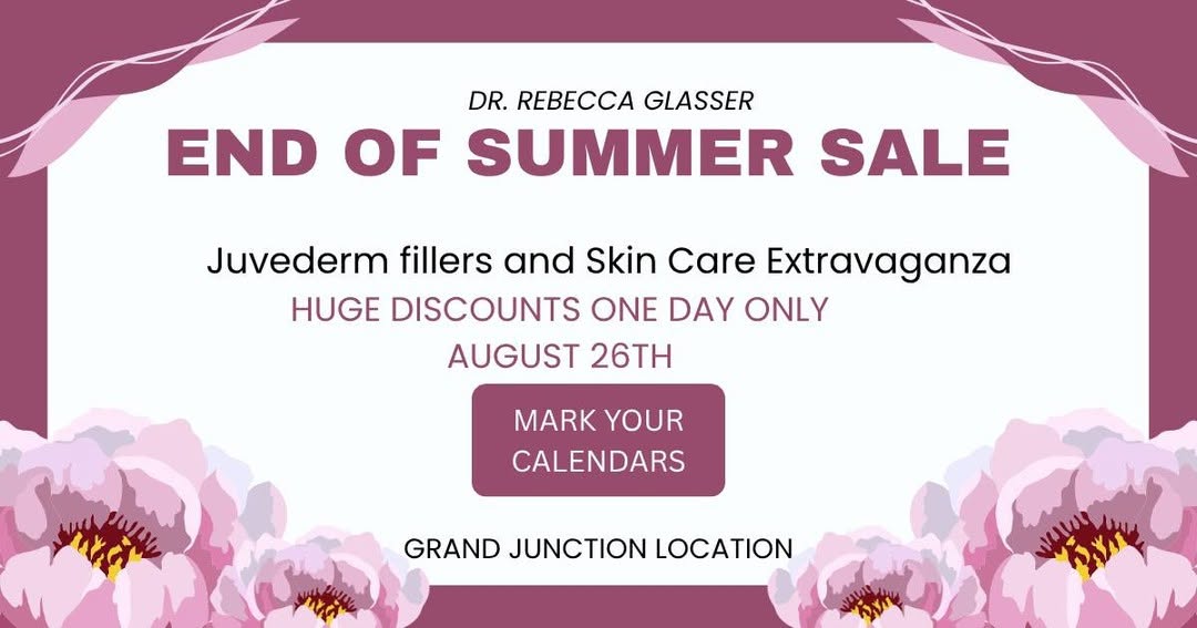 Instagram post by Dr. Rebecca A. Glasser: Ready for an end of summer sale? Juvéderm Day is August 19th! You can buy your $75 gift card and $get $75 dollars free You can new COMBINE t…