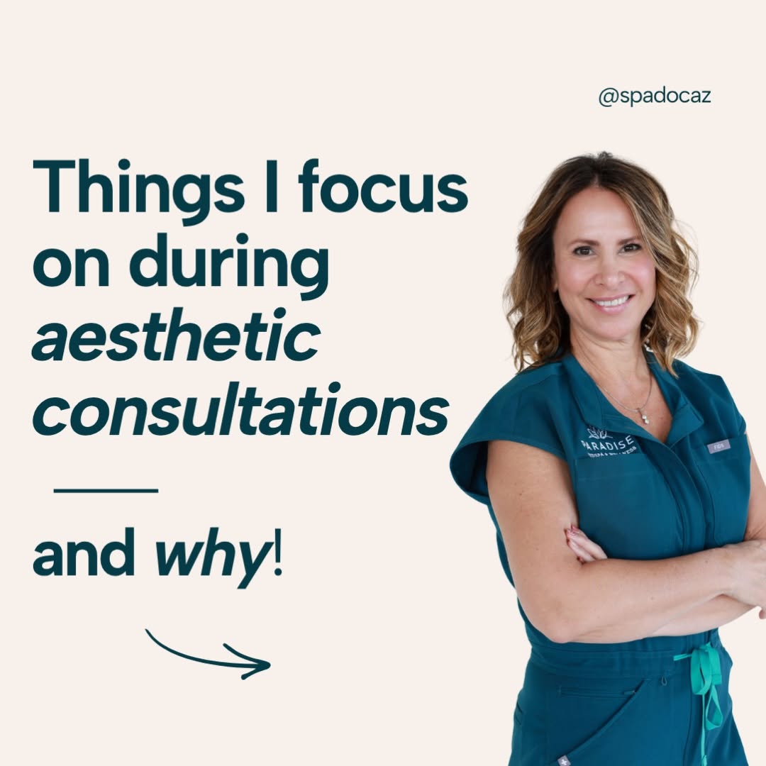 Instagram post by Dr. Rebecca Weiss, DO: Here are a few things that I focus on during aesthetic consultations, and why they’re so important!💉 #explore #medspa