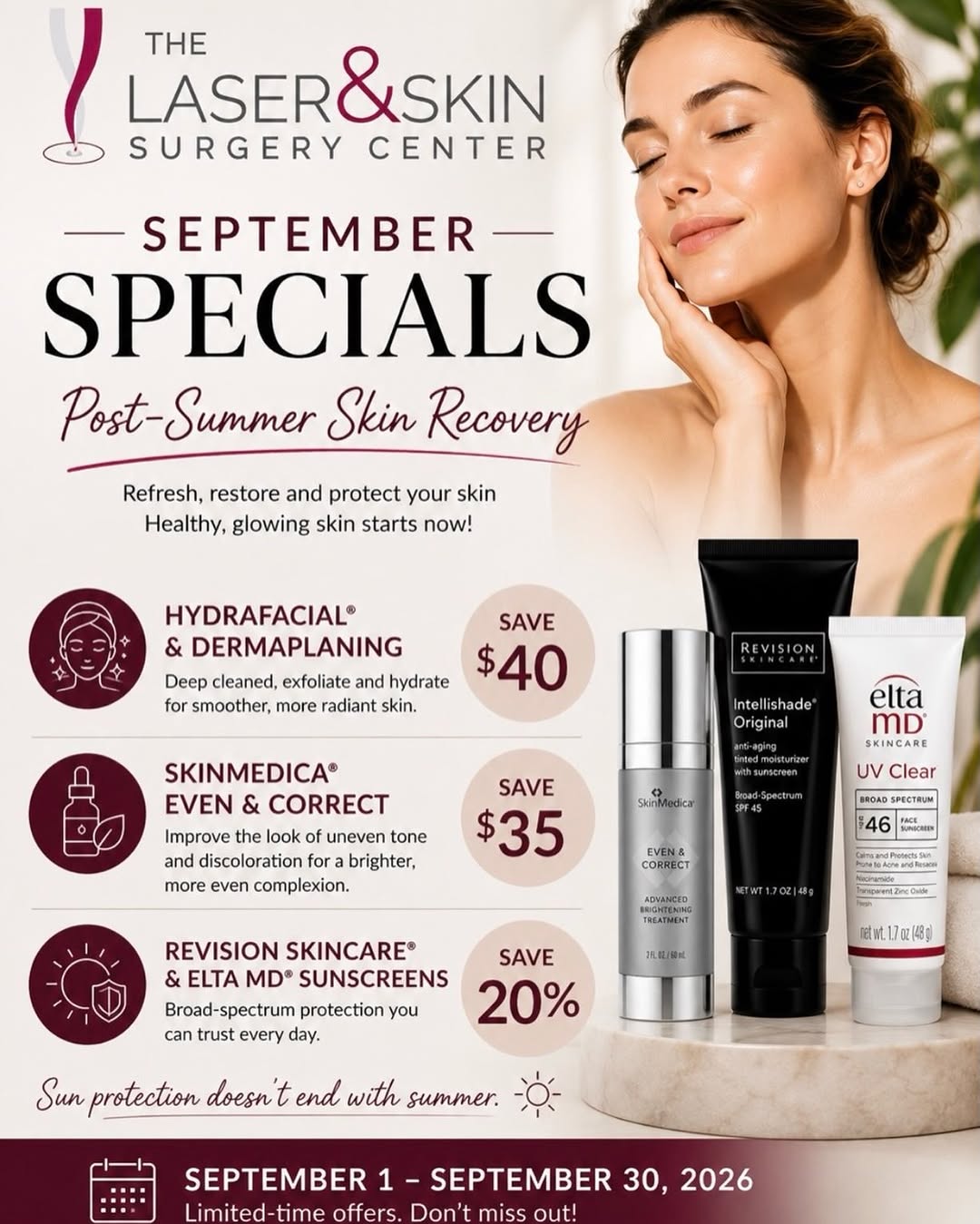 Instagram post by Dr. Renuka Diwan: We’ve got the September specials to have your skin looking smooth, fresh & seriously HARD TO IGNORE 🌟again. Summer takes its toll on your s…