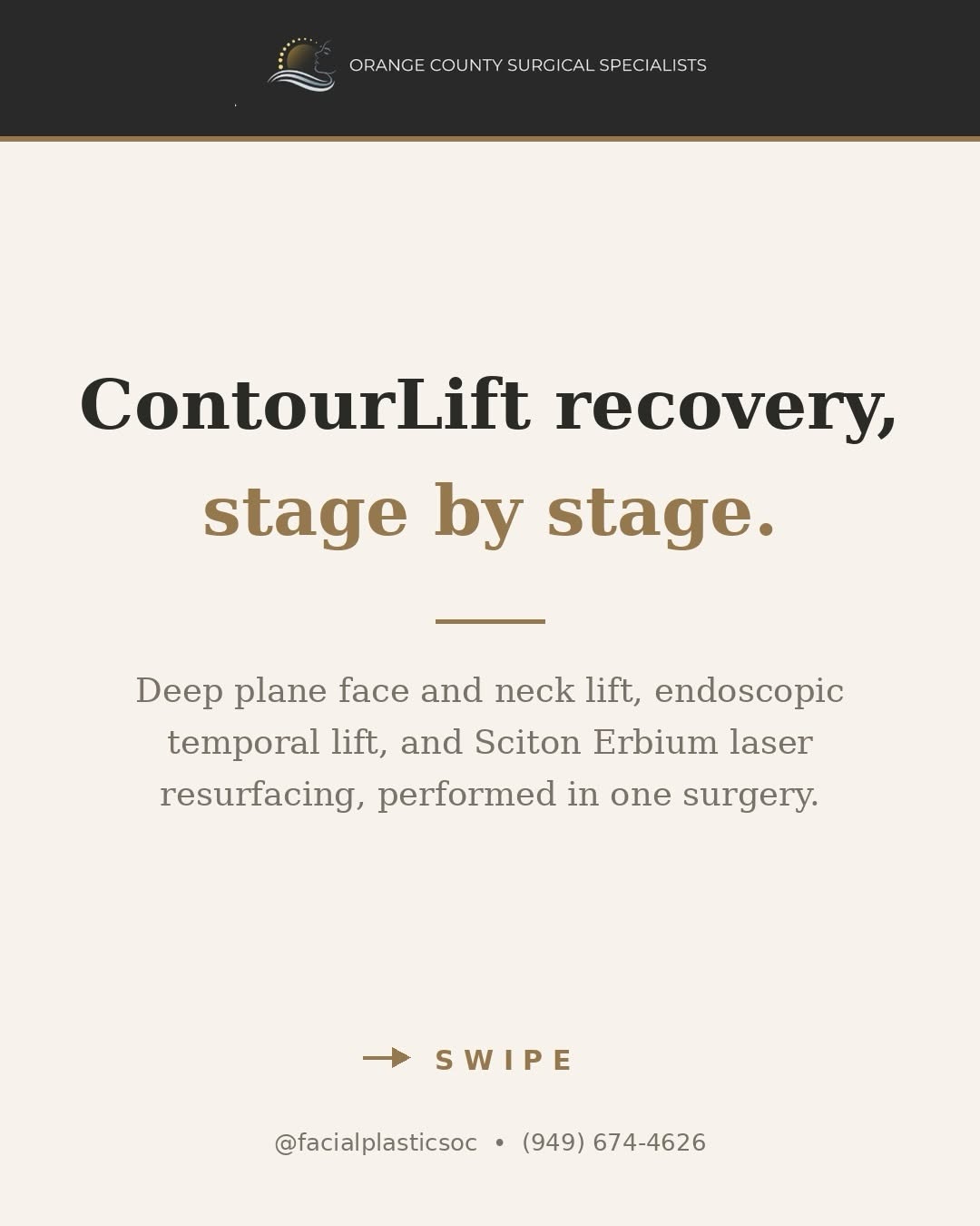 Instagram post by Dr. Reza Bolourian: Most people see the before and after. Almost nobody sees what happens in between. This is a ContourLift at day four, one week, and three mon…