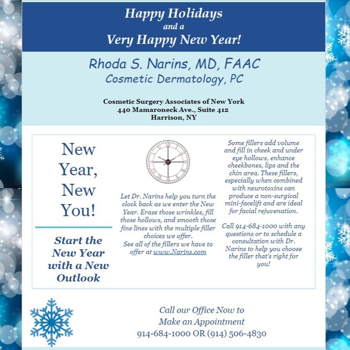 Instagram post by Dr. Rhoda Narins: Start the New Year with a New You! Call for more info 914-684-1000 . . . . #drrhodanarins #drnarins #aestheticdermatologist #dermatologist #…