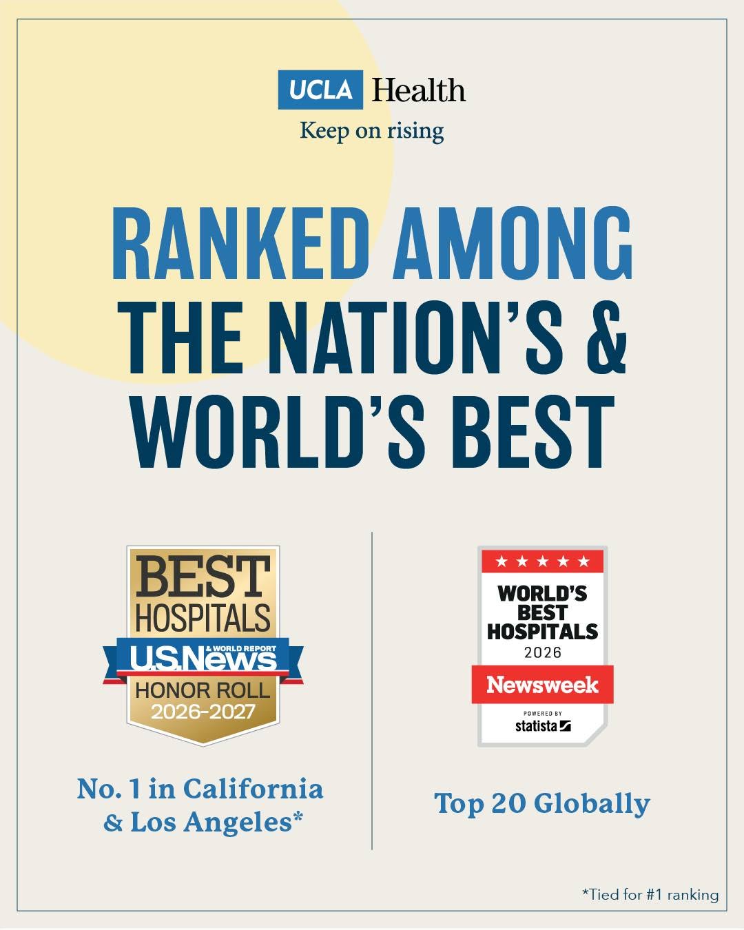 Instagram post by Dr. Rhorie Kerr: UCLA Health is proud to be named by U.S. News & World Report for the 37th consecutive year to the Honor Roll of the 20 Best Hospitals in the…