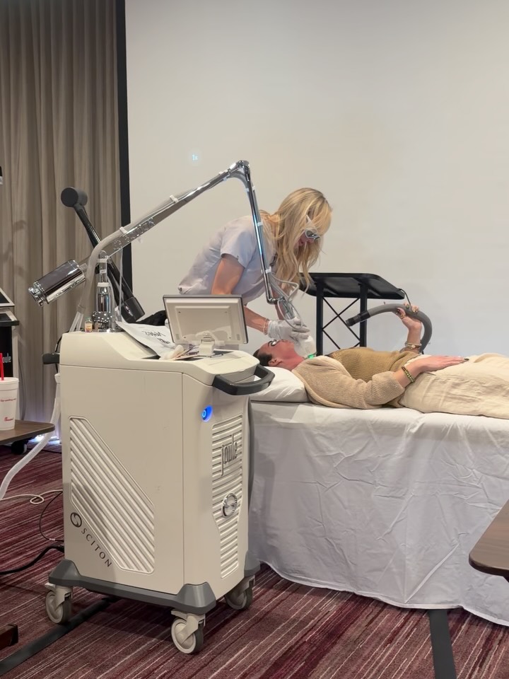 Instagram post by Dr. Rhys Branman: Continuing Education at Its Best! 🌟 We’re so proud of our talented #esthetician Brandy Kyle for attending advanced Sciton laser training in…