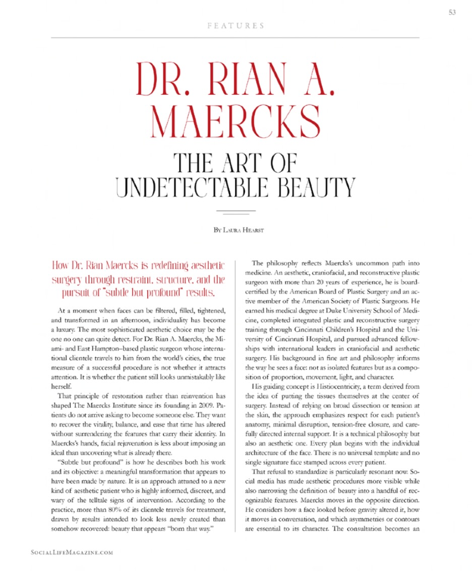 Instagram post by Dr. Rian A. Maercks: ✨ COVER FEATURE | SOCIAL LIFE MAGAZINE The Maercks Institute is honored to announce that Dr. Rian A. Maercks is featured on the COVER and as…