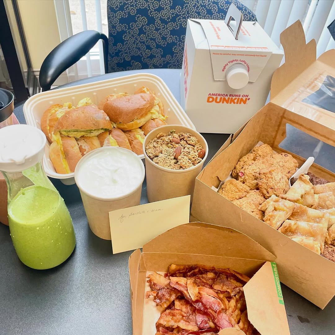 Instagram post by Dr. Richard A. Bartlett: Delicious breakfast! Courtesy of one very happy post-operative patient! 🫶🏻🥓☕️ #plasticsurgery #boston