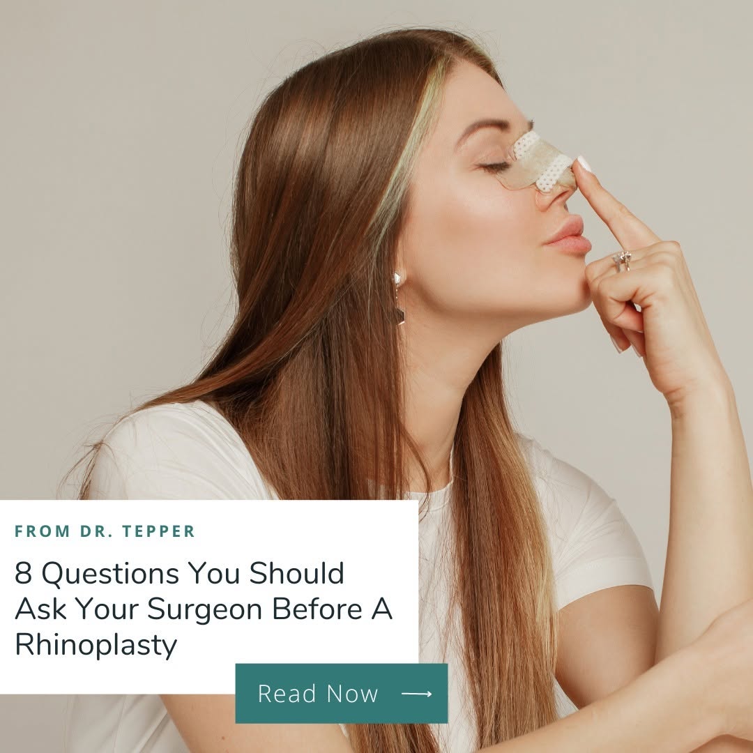 Instagram post by Dr. Richard E. Tepper: Considering a nose job? Dive into Dr. Tepper’s newest blog titled, "8 Questions You Should Ask Your Surgeon Before A Rhinoplasty." Whether y…