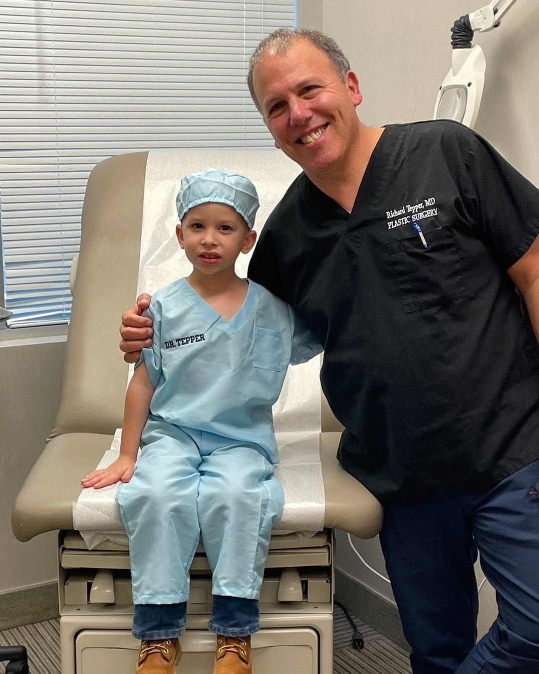 Instagram post by Dr. Richard E. Tepper: Dr. Tepper recently treated this young patient who suffered severe dog bites on his hand. He is not only fully healed but also rocking his "…