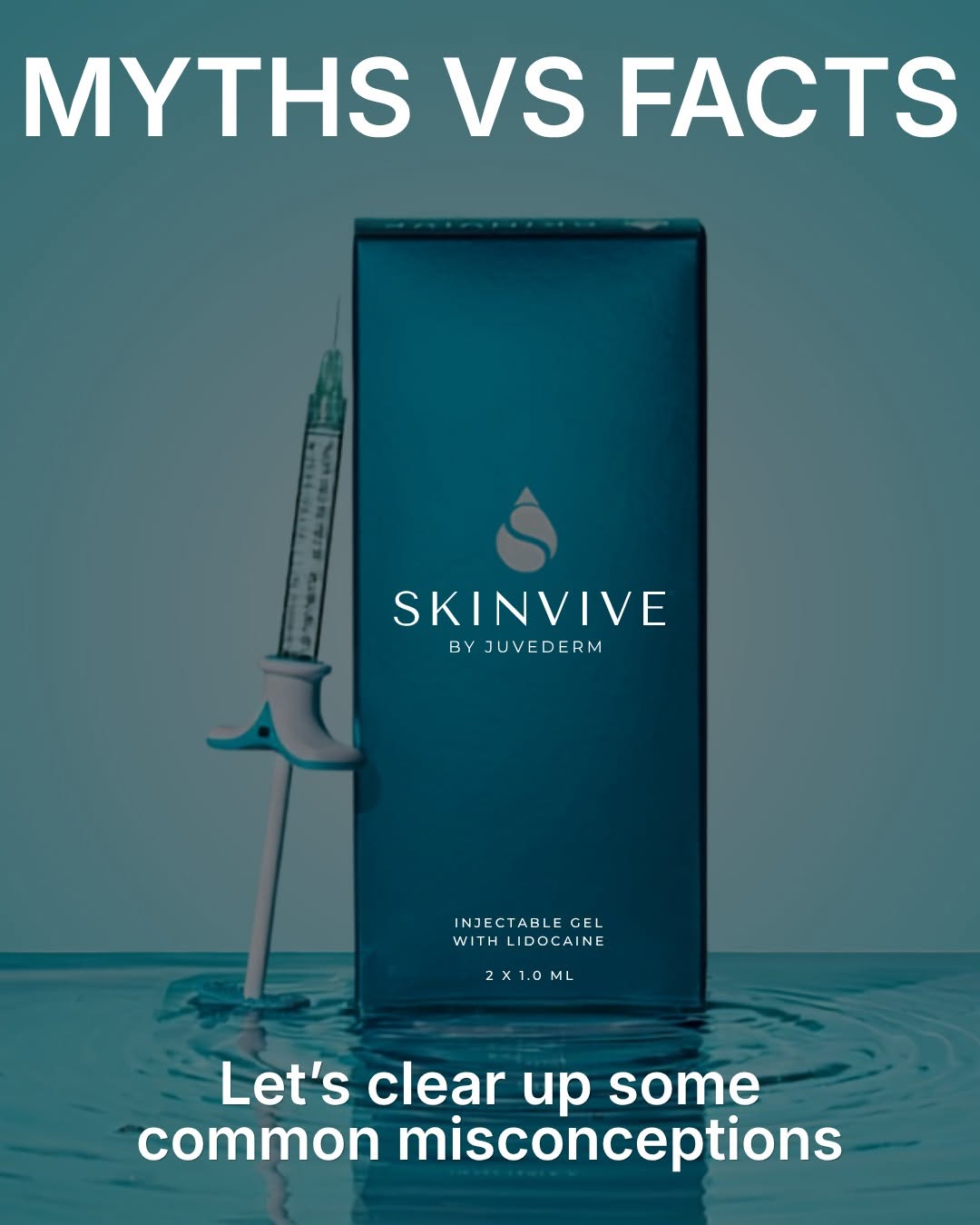 Instagram post by Dr. Richard Gangnes: Skinvive: Myths vs. Facts 💧 Think Skinvive is just another filler? Think again. 👀 Ready to find out if Skinvive is right for your skin? 💦…