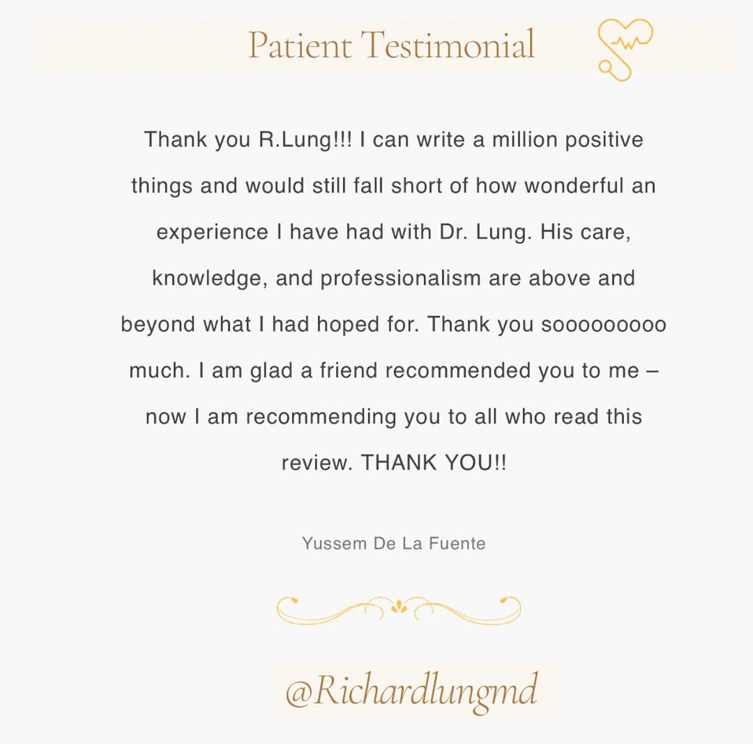 Instagram post by Dr. Richard J. Lung: I am grateful when a patient takes the time to share their experience. Especially when they use such nice words to describe it. ☎️ 305-431-4…