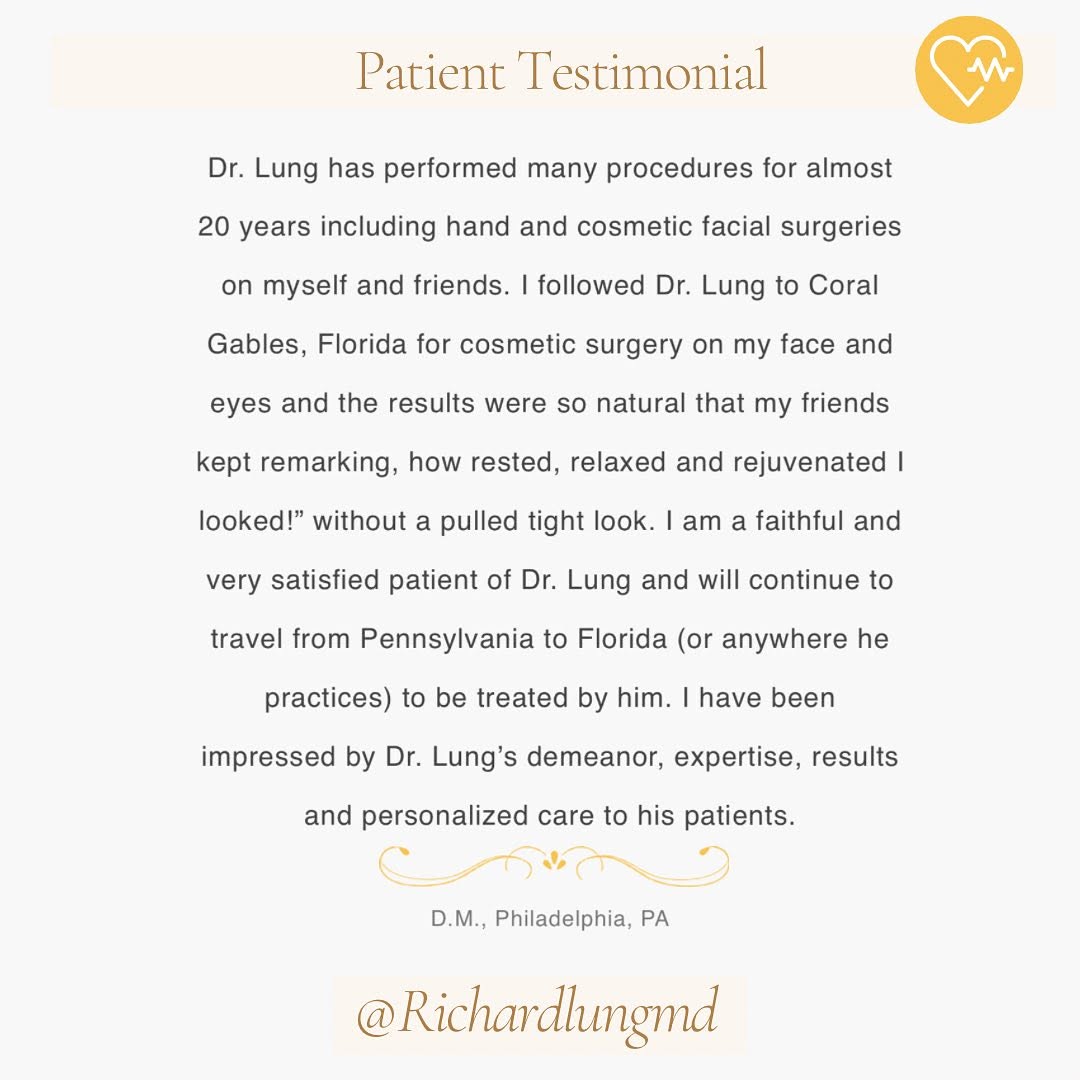 Instagram post by Dr. Richard J. Lung: Giving my patients the best care and making sure they are happy with the results! Call or DM for a consultation! ☎️ 305-431-4579 💻 www.Rich…