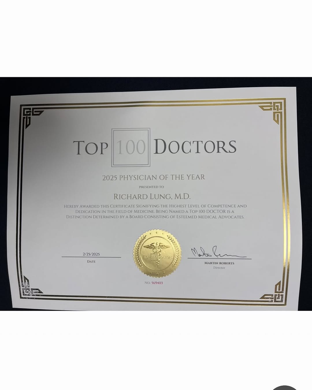 Instagram post by Dr. Richard J. Lung