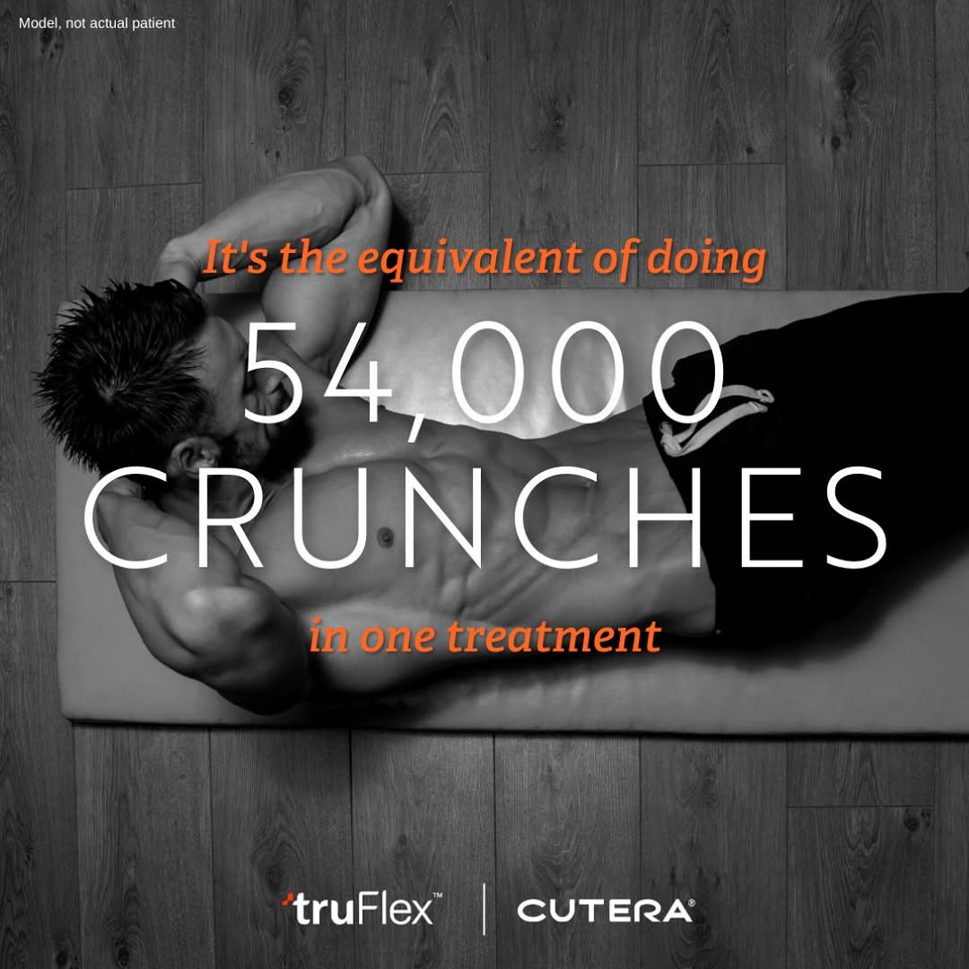 Instagram post by Dr. Richard K. Green, Jr.: 💪 54,000 CRUNCHES… IN ONE TREATMENT?! 🔥 What if you could get the equivalent of 54,000 abdominal crunches in a single treatment? truFlex™ …