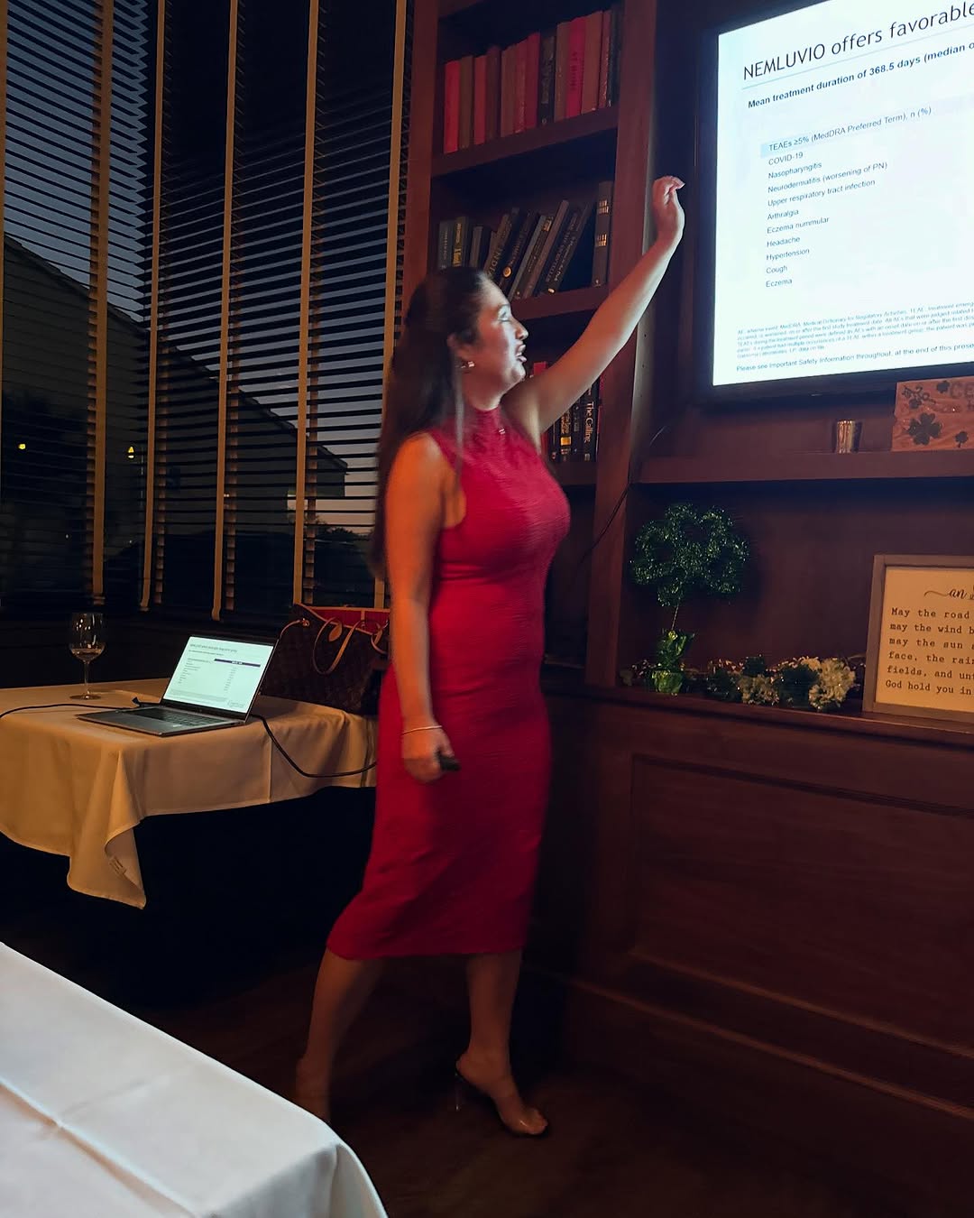 Instagram post by Dr. Richard M. Rubenstein: Great lecture given by Physician Assistant Certified Kristian Johnston last night about Nemluvio, a biologic medicine by Galderma. Dr. Richa…