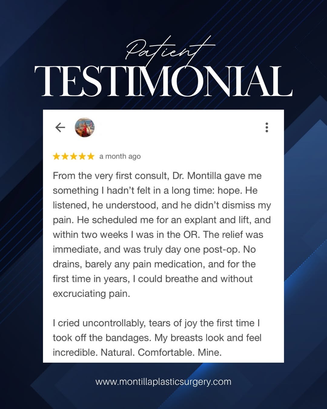 Instagram post by Dr. Richard Montilla: Such a heartwarming feedback. 💙 To everyone who’s taken the time to send a message, write a review, or simply say thank you in person—just …