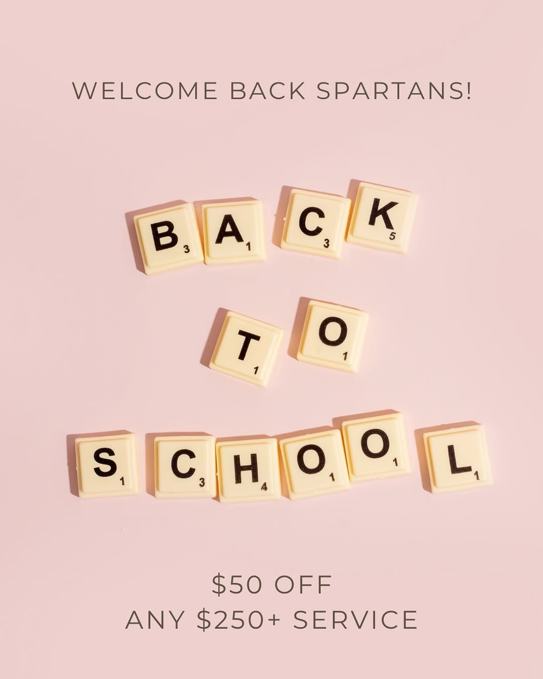Instagram post by Dr. Rick J. Smith: MSU students, staff and faculty can save $50 off any $250+ service with Jennifer, Lisa or Erin August 24–September 6. Book your appointment …