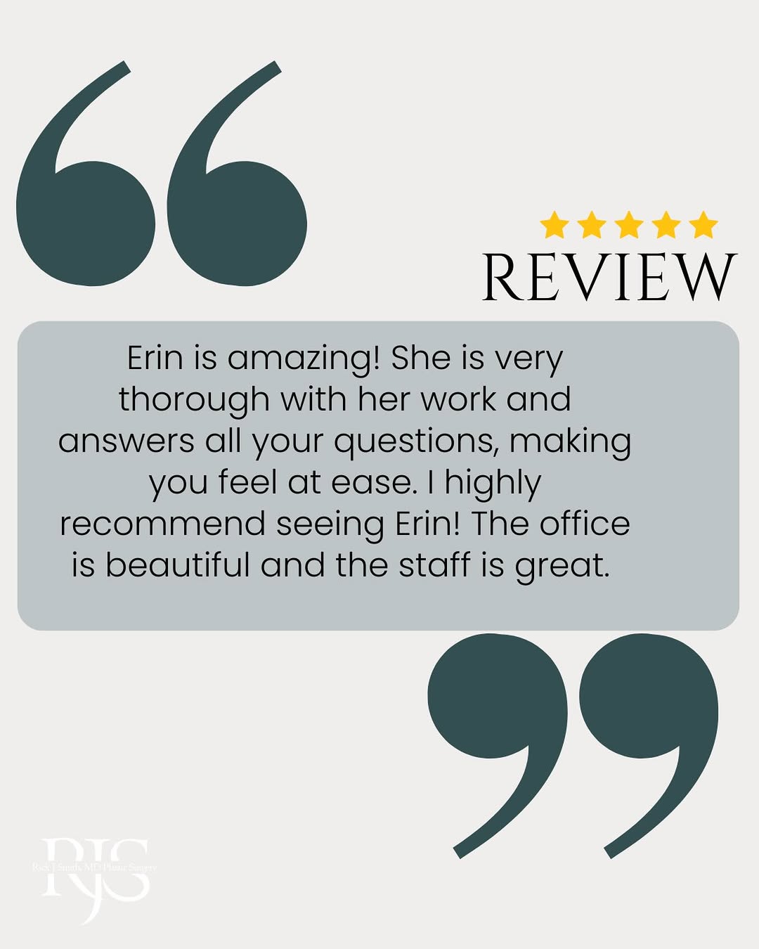 Instagram post by Dr. Rick J. Smith: We love hearing from our patients and we’re especially grateful when they take the time to share their experience. Thank you, Dana! Plus, a …
