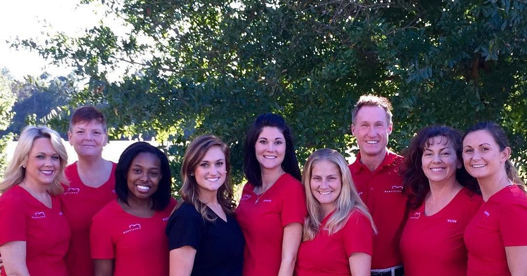 Instagram post by Dr. Ricky Lane, DDS: Meet our new Team! From left to right: Jen, Crystal, Karniesha, Ansley, Brooke, Hanna, Dr.Lane, Vickie, and Ashley! #StatesboroDentist #Rick…