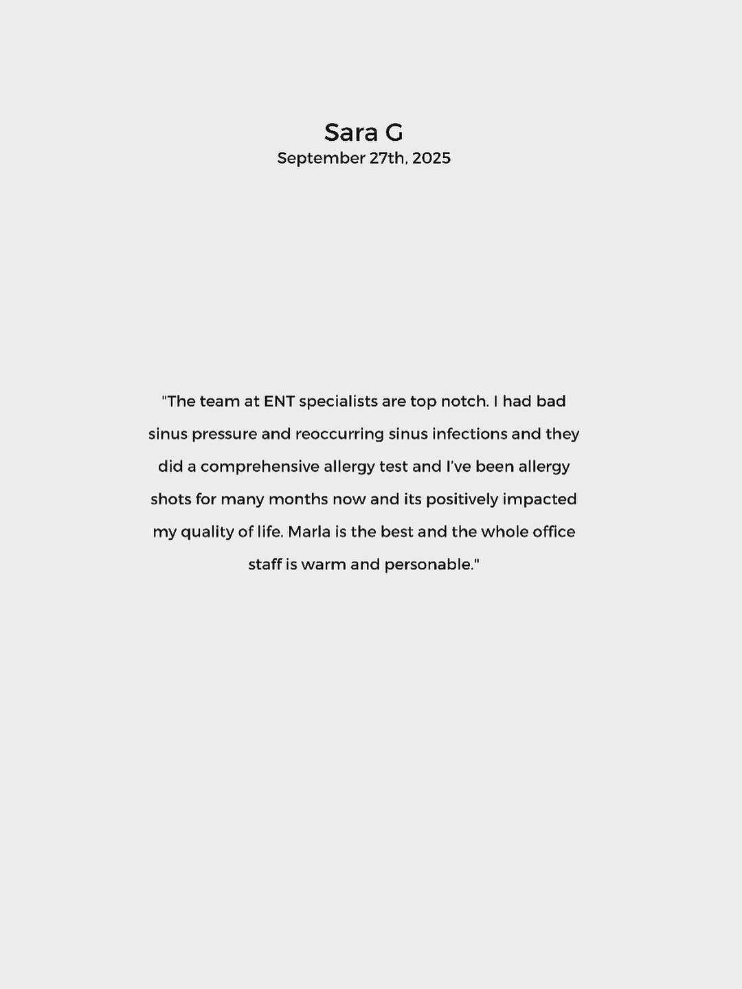 Instagram post by Dr. Ricky Sayal, DO: ⭐️⭐️⭐️⭐️⭐️ Thank you Sara for this kind review!! So happy we could help. #ent #ear #nose #throat #cfps #novi #michigan #binghamfarms #plasti…
