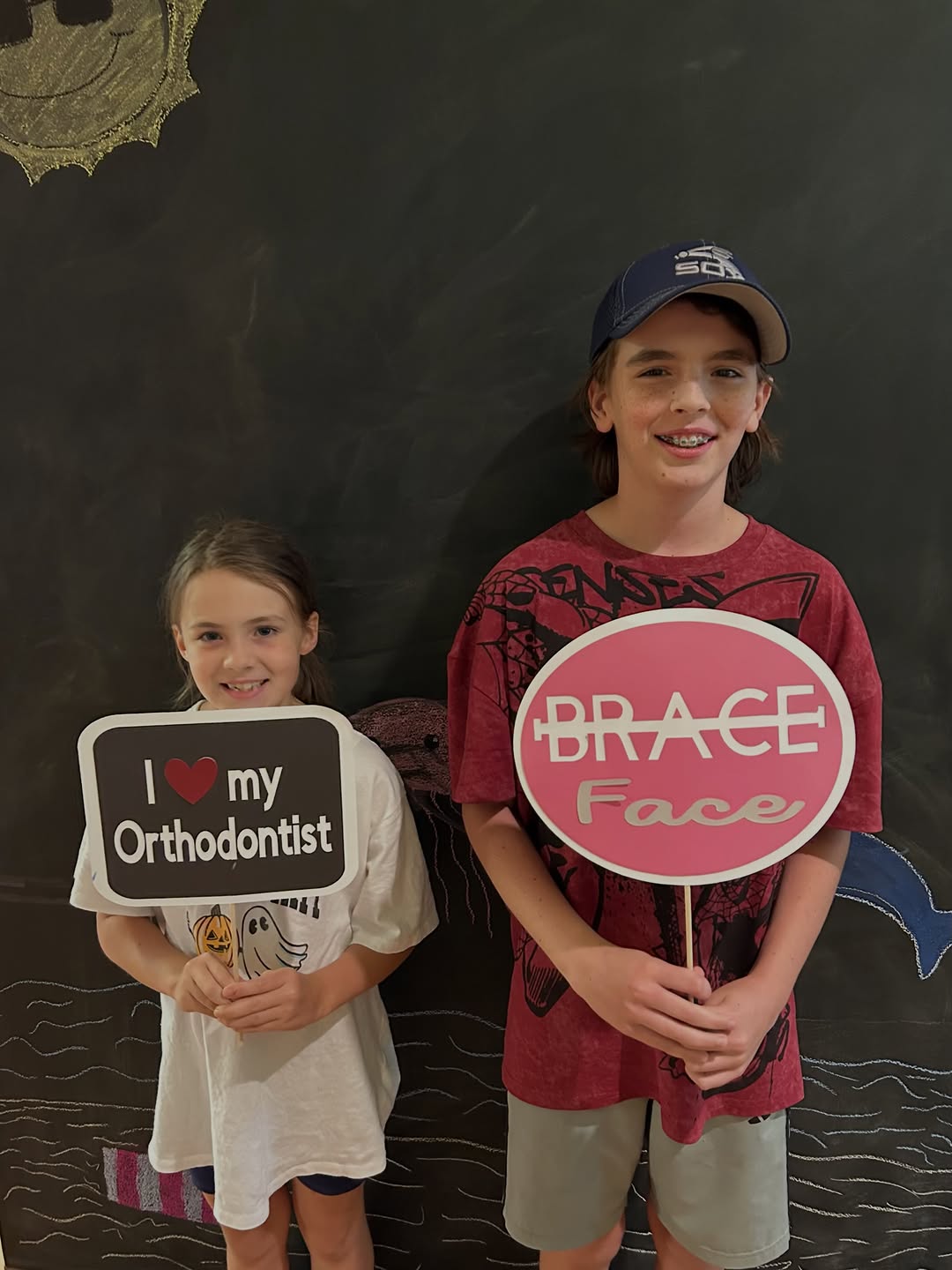 Instagram post by Dr. Robert F. Girgis, DDS: Congratulations to siblings Harlynn and Parker on getting expander and braces today! We can’t wait for your smile transformations 🎉 #orthod…
