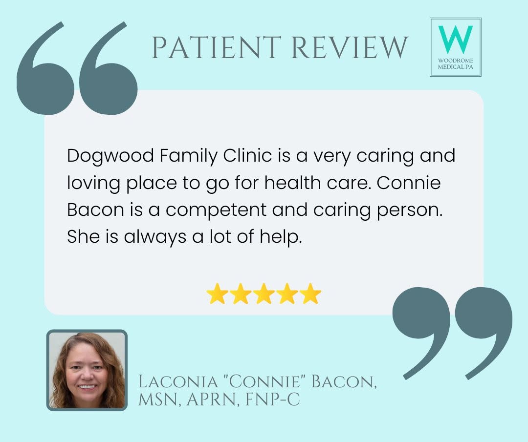 Instagram post by Dr. Robert G. Woodrome: Your health and peace of mind are our top priorities. We love hearing about your experiences with our team! ⭐⭐⭐⭐⭐ Get to know Family Nurse P…