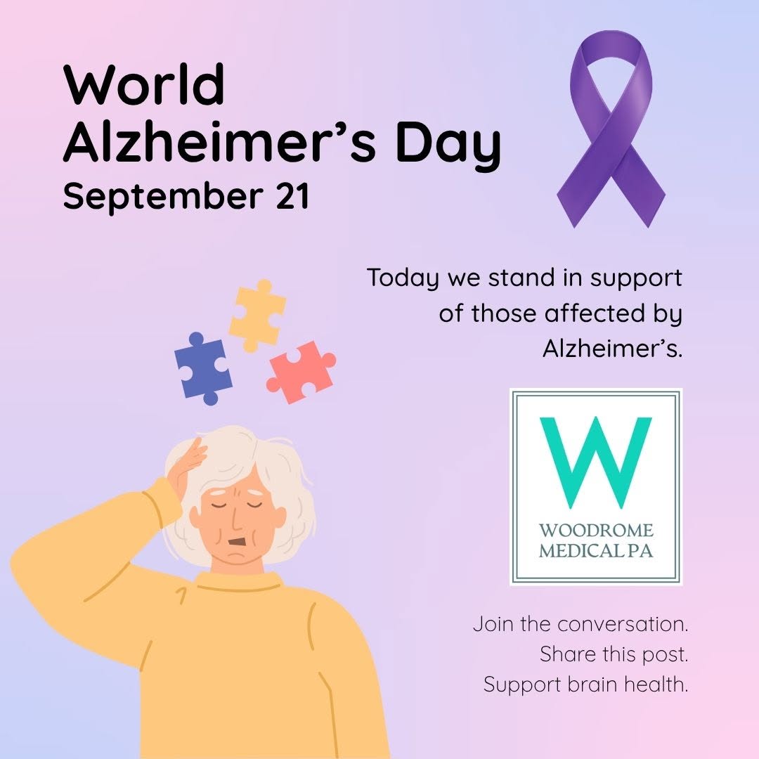 Instagram post by Dr. Robert G. Woodrome: 💜Memory changes can be confusing, but you don’t have to navigate them alone. Today on #WorldAlzheimersDay, we want to remind our community …