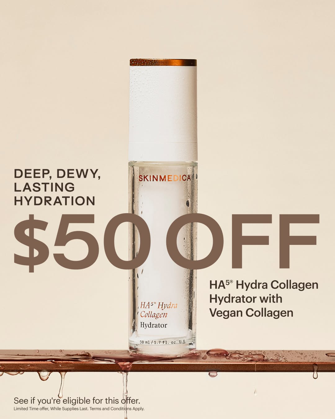 Instagram post by Dr. Robert Haber: YOUR SKIN DESERVES THE BEST. Get $50 off @Skinmedica HA5® Hydra Collagen Hydrator with Vegan Collagen, clinically proven hydration for visib…