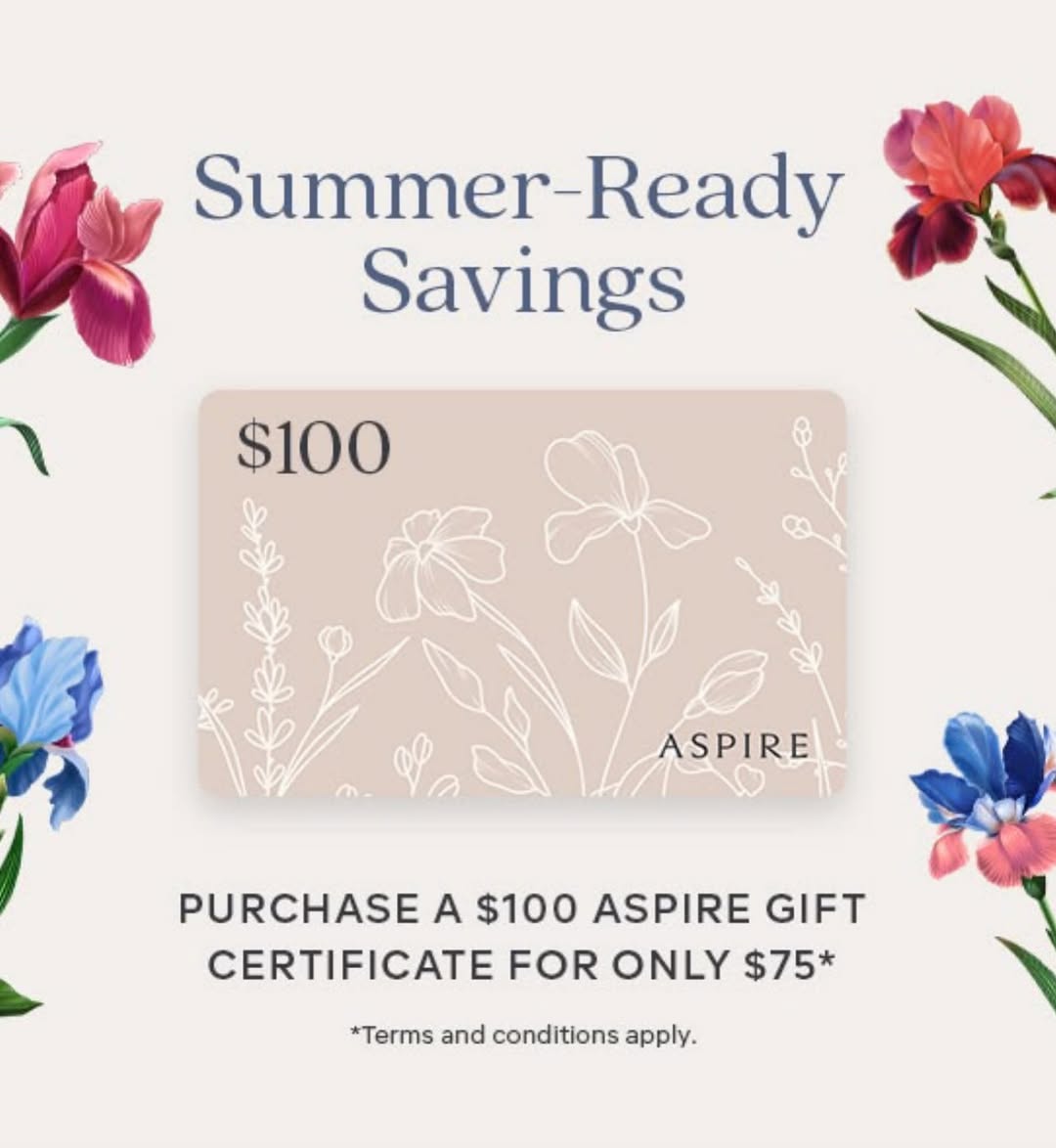 Instagram post by Dr. Robert Kearney: It’s that time of year!! Purchase a 100.00 aspire gift card for just 75.00!!! Hurry before you miss out!