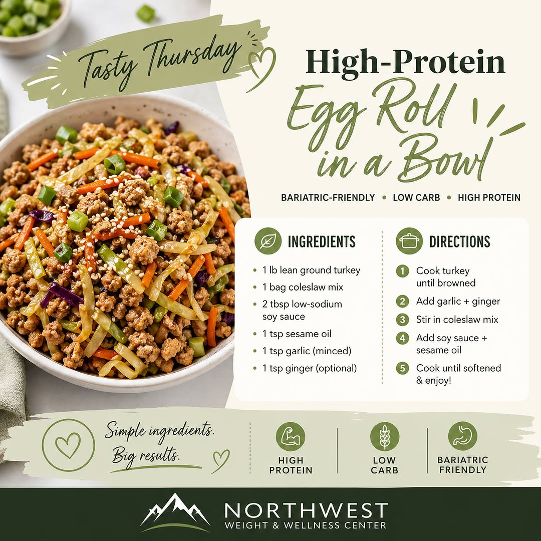 Instagram post by Dr. Robert L. Michaelson: Craving takeout… but staying on track? 👀 This bariatric-friendly egg roll in a bowl is high-protein, low-carb, and SO satisfying. Simple. Q…