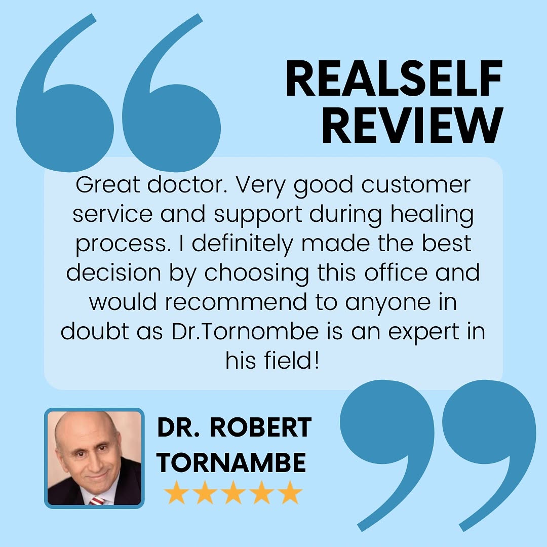 Instagram post by Dr. Robert M. Tornambe: Delighted to share this patient review🙌🏼 Thank you to our lovely patients who take the time to share a review about their experience❤️ If …