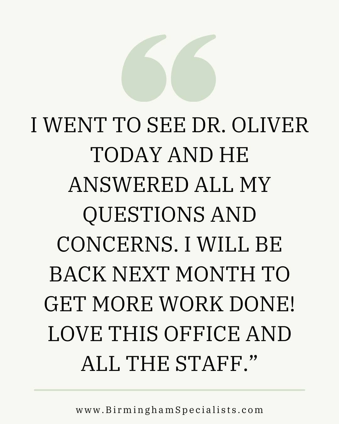 Instagram post by Dr. Robert Oliver Jr.: Kind words like these mean everything. 💙 Dr. Oliver and our team are dedicated to making every patient feel heard, supported, and confident…