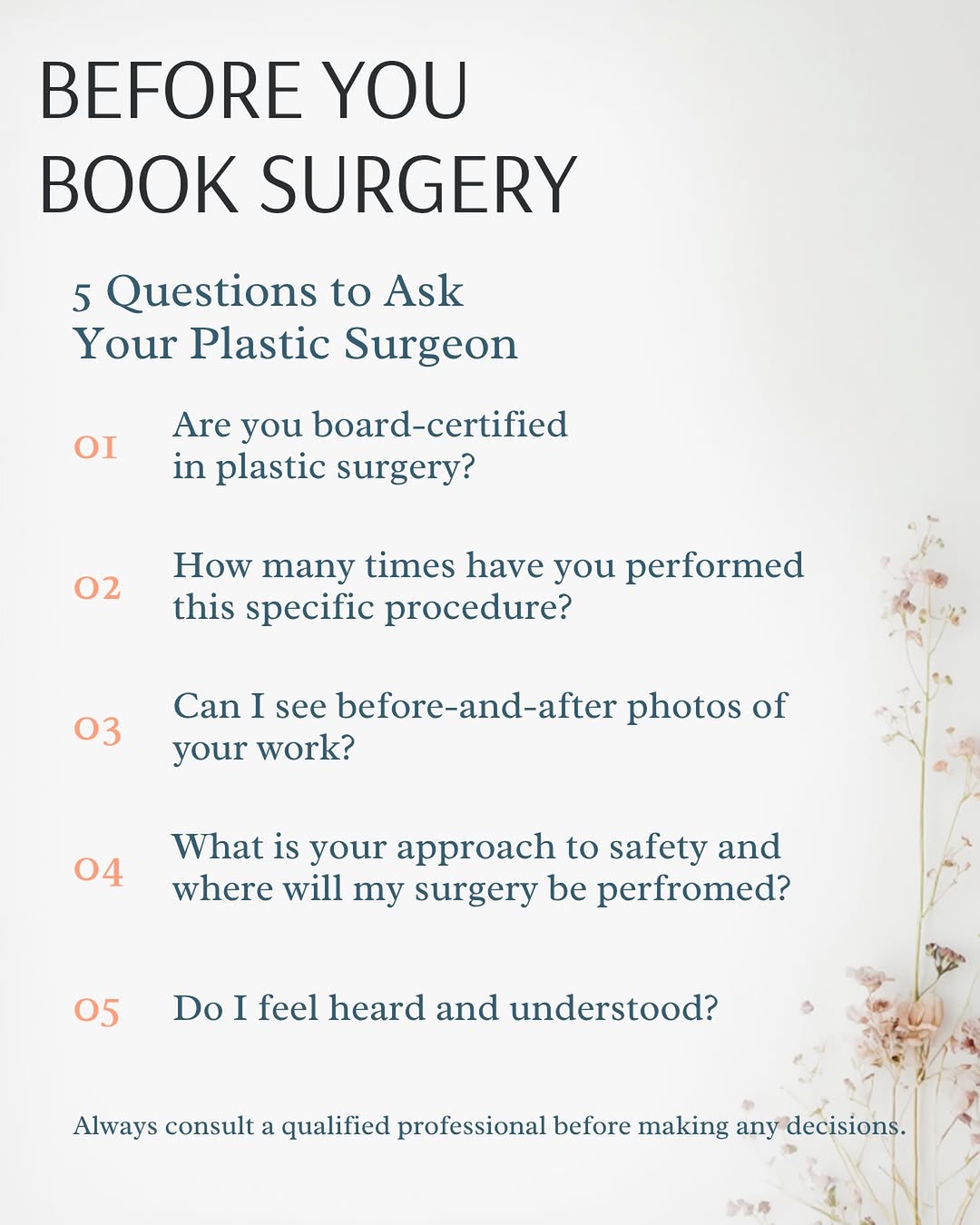 Instagram post by Dr. Robert W. DeConti: Choosing a plastic surgeon is one of the biggest decisions you’ll make—and asking the right questions is key to feeling confident and safe. …