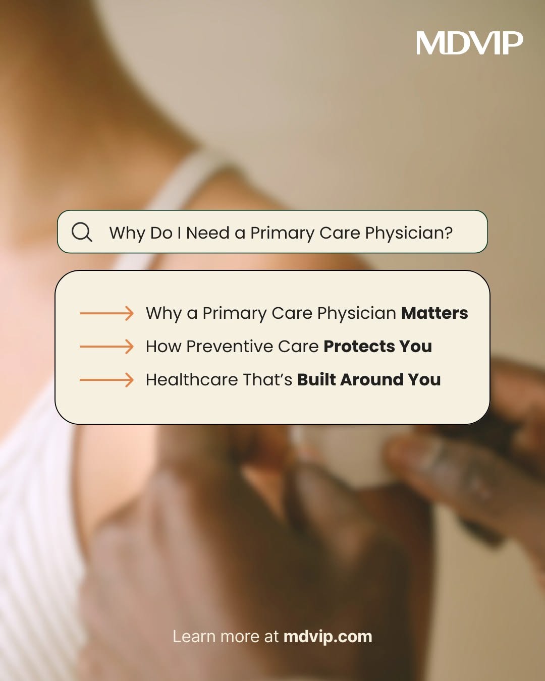 Instagram post by Dr. Ron Eaker: Your health deserves a partner—not just a provider. Discover why having a primary care physician matters. 🧡 Connect with an MDVIP affiliate…