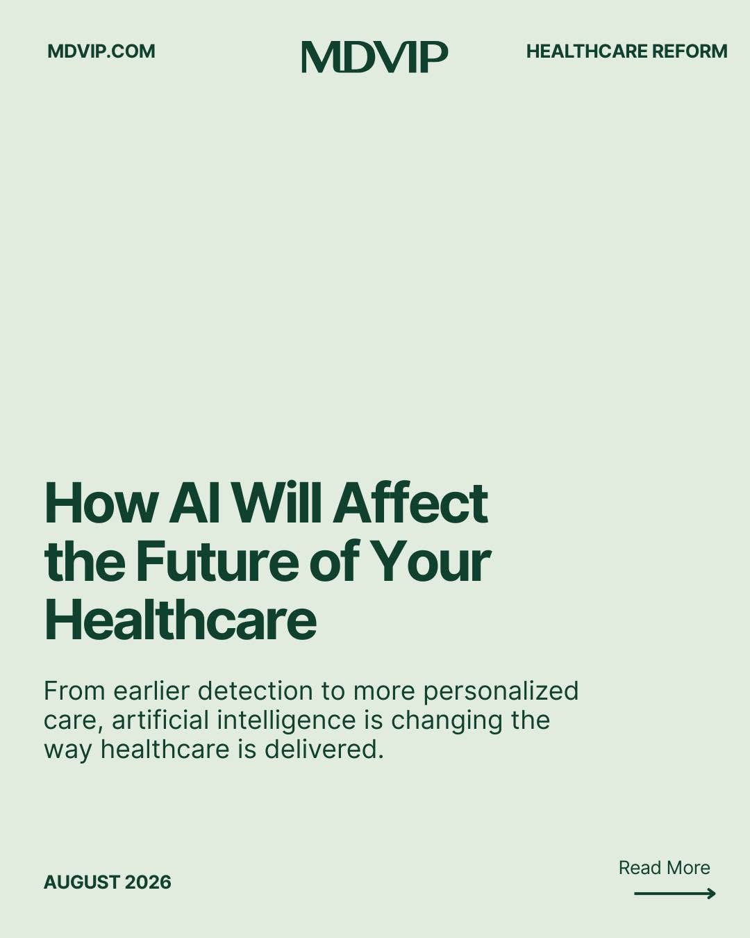 Instagram post by Dr. Ron Eaker: AI is changing the future of healthcare, from earlier detection and personalized medicine to faster drug discovery and more informed care. B…