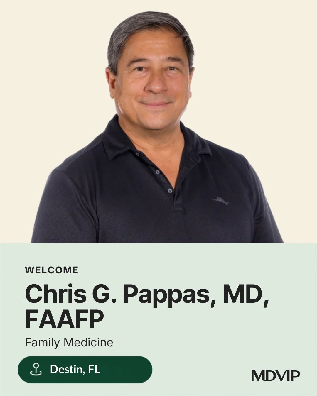 Instagram post by Dr. Ron Eaker: We’re excited to welcome 2 new MDVIP-affiliated physicians. 📸 Dr. Chris G. Pappas is a board-certified family medicine and primary care spo…