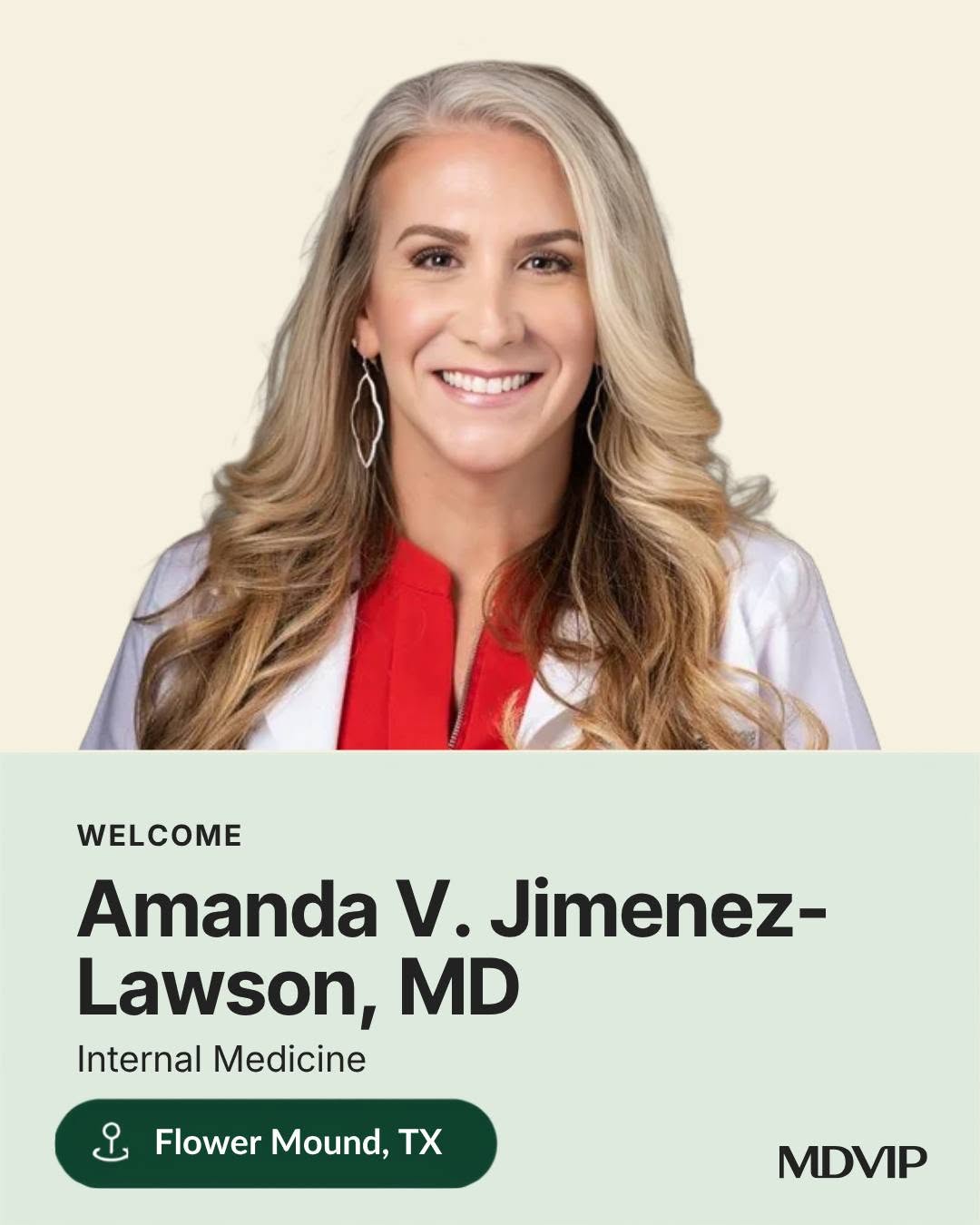 Instagram post by Dr. Ron Eaker: We’re excited to welcome 2 new MDVIP-affiliated physicians. 📸 Dr. Amanda V. Jimenez-Lawson is a board-certified internal medicine physician…
