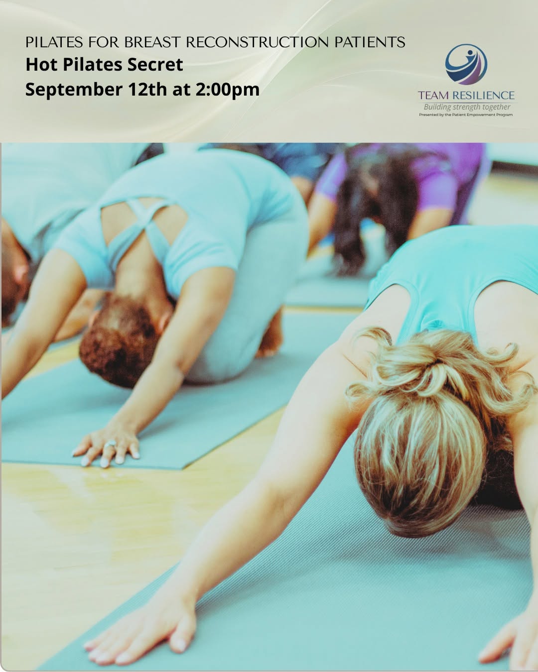Instagram post by Dr. Ron Israeli: Move. Strengthen. Restore. Join the Patient Empowerment Program and Team Resilience for a gentle, supportive Pilates class created with NYBR…