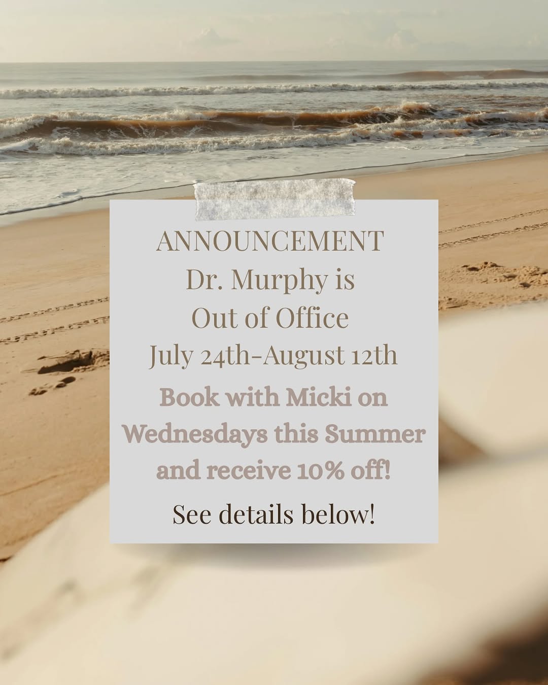 Instagram post by Dr. Ronald A. Krueger: ☀️ Summer schedule update at Krueger Aesthetics! Dr. Murphy will be out of office from July 24th–August 12th enjoying some well-deserved tim…